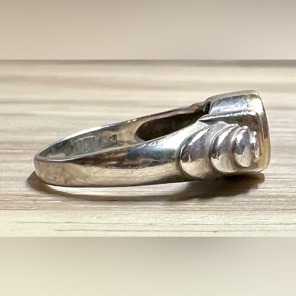 Designer KD Sterling Silver & 14K Gold Blue Topaz Solitaire Ring, Size 7.25, 4g - Picture 6 of 12